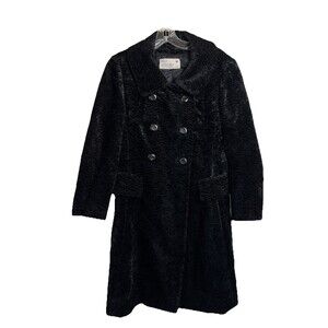 Fred Rothschild Black Faux Fur Vintage Winter Coat Medium